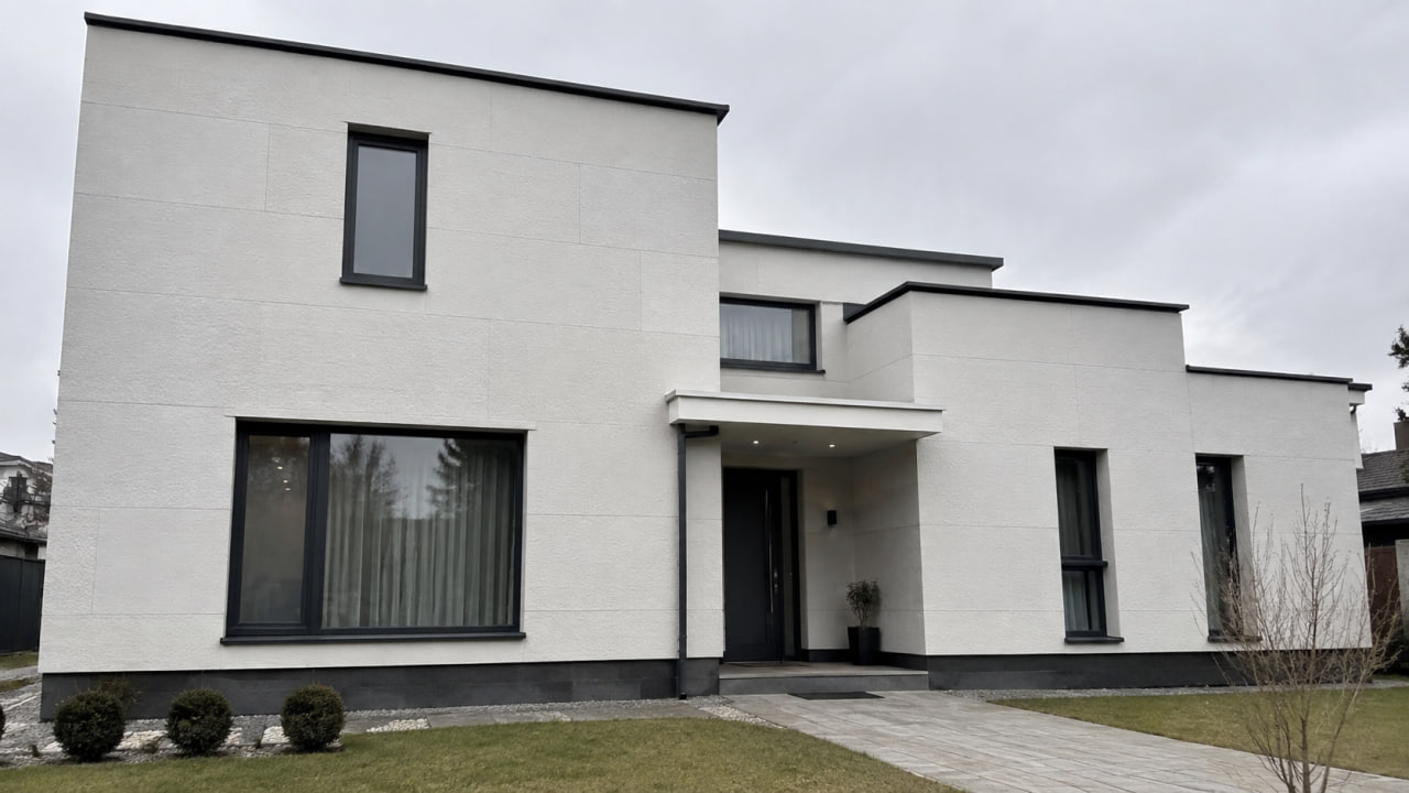 KORDEKO flexible tile with a stone texture on a facade, made with PletaFlex technology