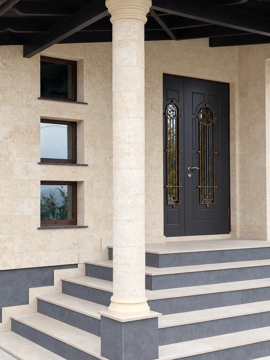 Flexible stone — private house with a light facade — 9